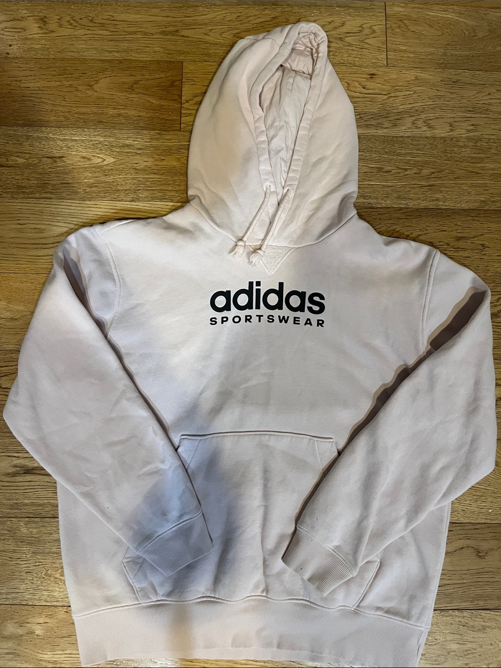 adidas Light Pink Crewneck Hoodie with Black Logo